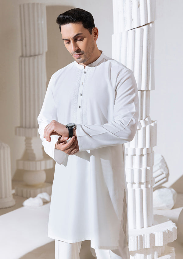 White-Blended-Kurta - (M25KUS1001)