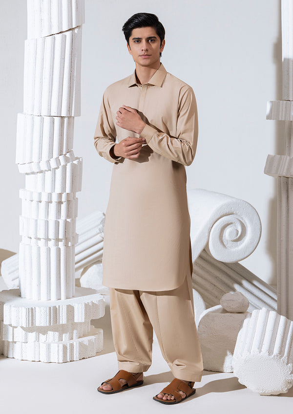 L-Brown-Blended-Shalwar Suit  - (M25SSE2037)