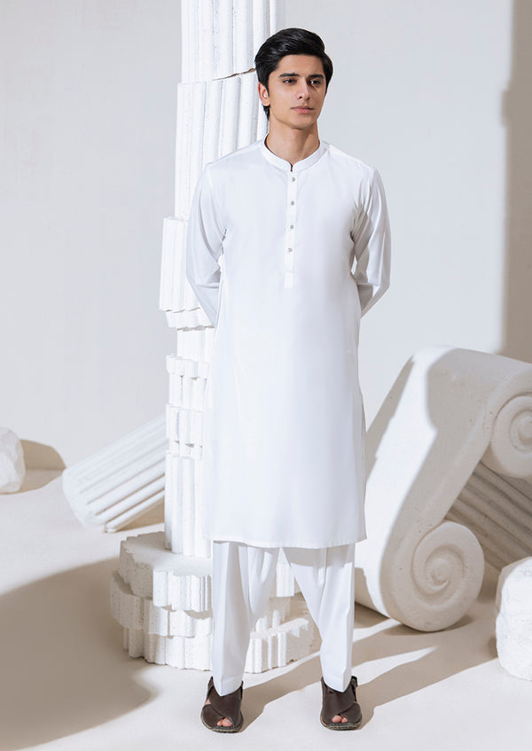 O-White-Blended-Shalwar Suit  - (M25SSS2002)