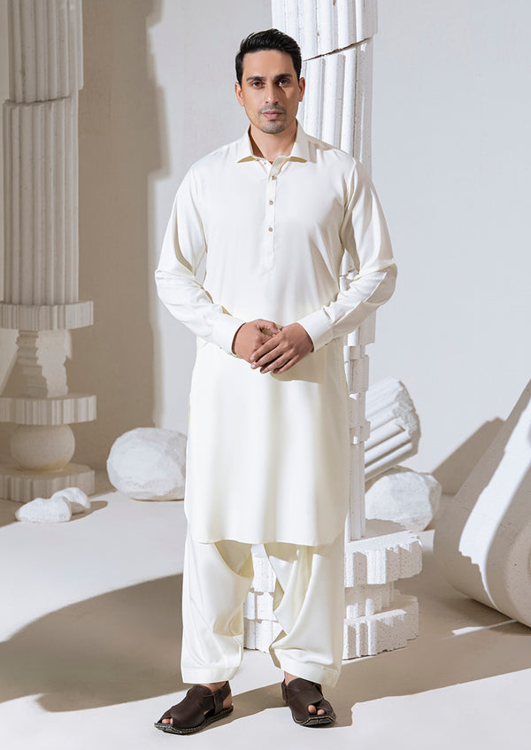 Cream-Blended-Shalwar Suit  - (M25SSS2005)