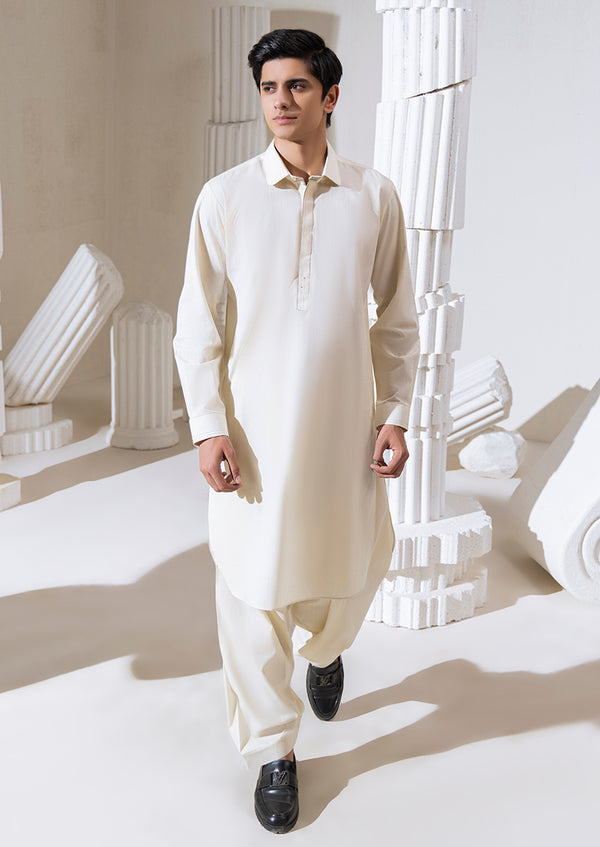 O-White-Blended-Shalwar Suit - (M25SSS2010)