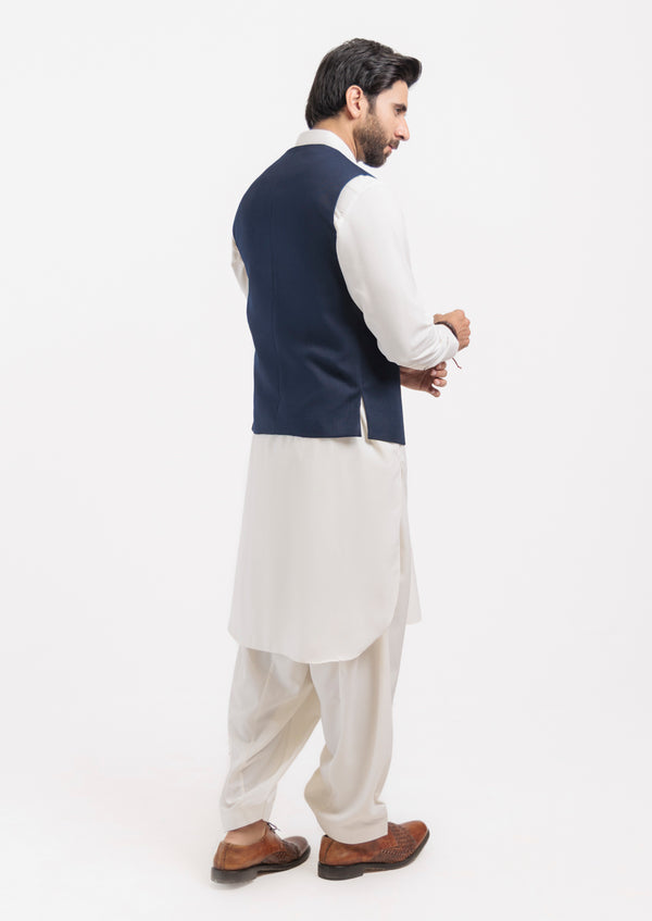 N-Blue-Blended-Waist Coat - (M25WCS1002)