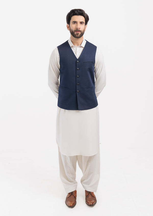 N-Blue-Blended-Waist Coat - (M25WCS1002)
