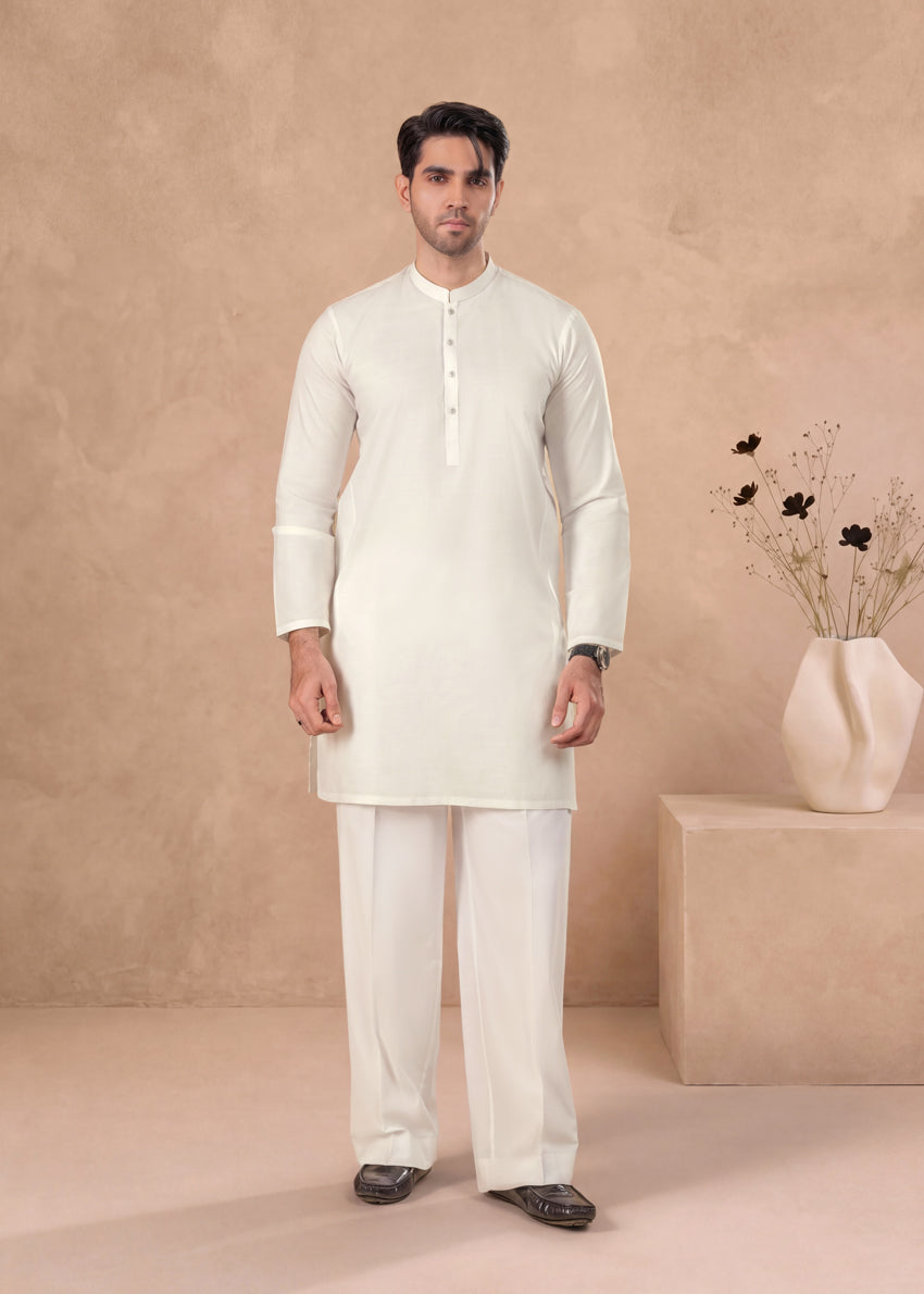 Bonanza Satrangi O-White-Blended-Kurta - (MP1PBS26BM3A15), view 1