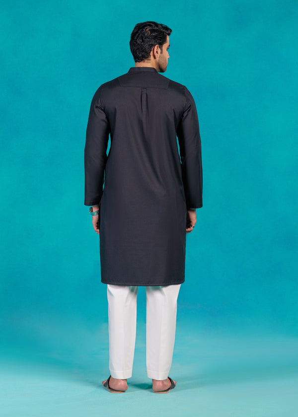 Black-Blended-Kurta - (MP1PBW25BM10N5)