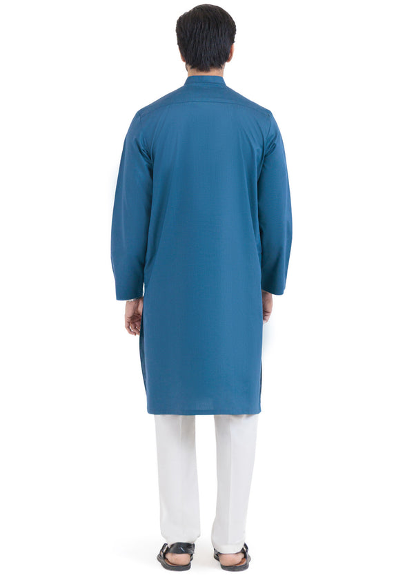 Teal-Yarn Dyed-Kurta - (MP1PBW25BM11D5)