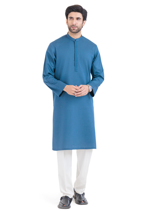 Teal-Yarn Dyed-Kurta - (MP1PBW25BM11D5)
