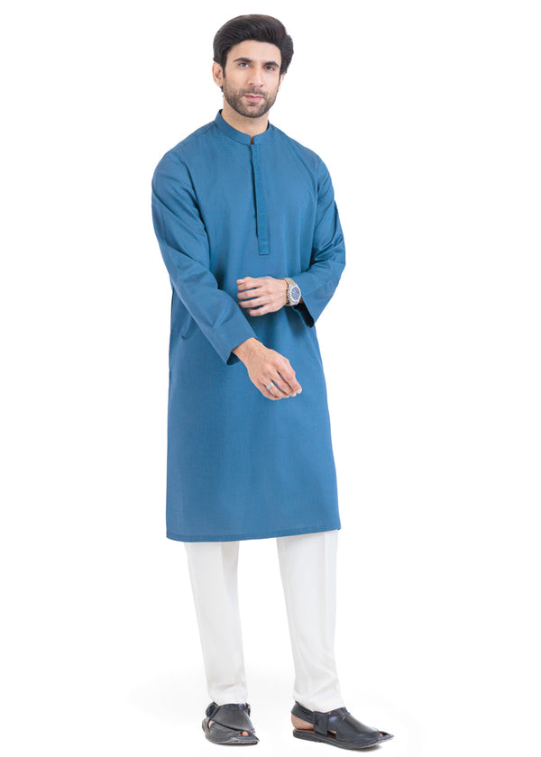 Teal-Yarn Dyed-Kurta - (MP1PBW25BM11D5)