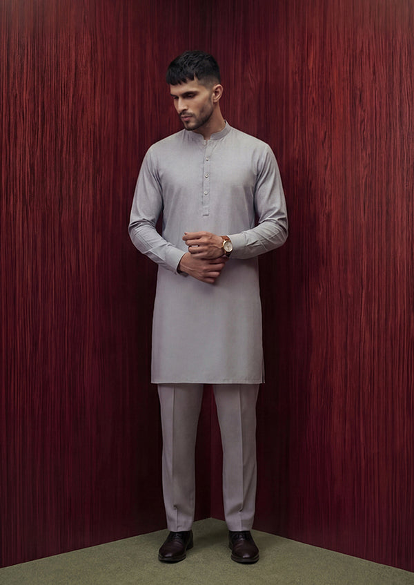 L-Blue-Blended-Kurta Trouser - (MP2PBBW25ADD14)