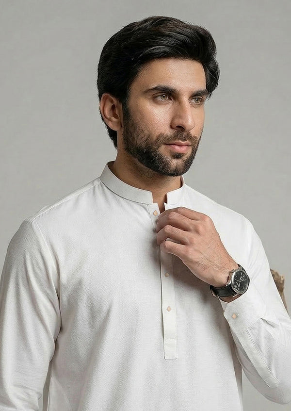 O-White-Cotton-Shalwar Suit - (MP2PBBW25ADD9)