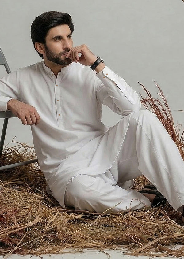O-White-Cotton-Shalwar Suit - (MP2PBBW25ADD9)
