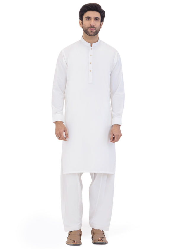 White-Blended-Shalwar Suit - (MP2PBBW25ADN15)