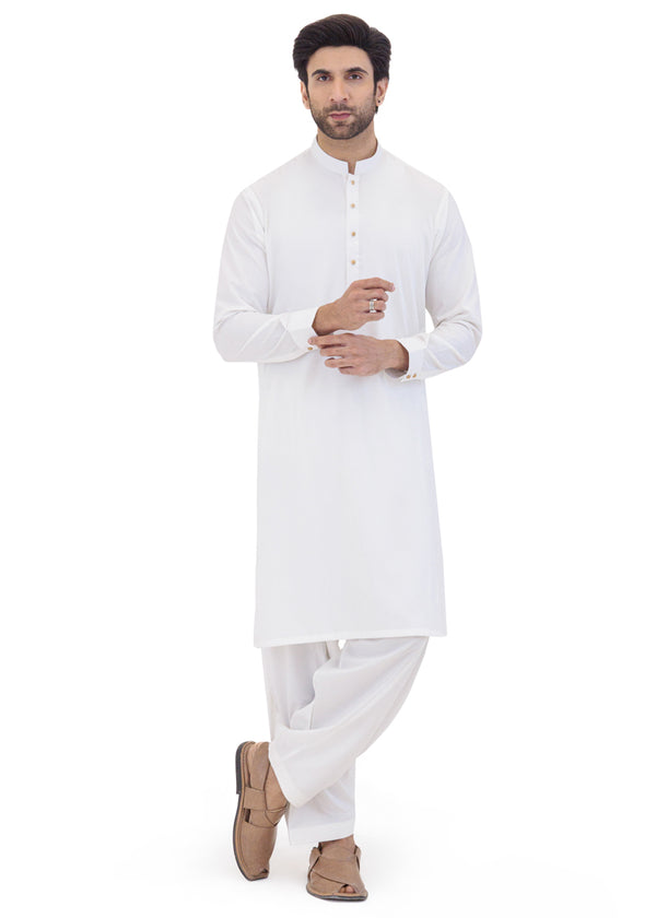 White-Blended-Shalwar Suit - (MP2PBBW25ADN15)