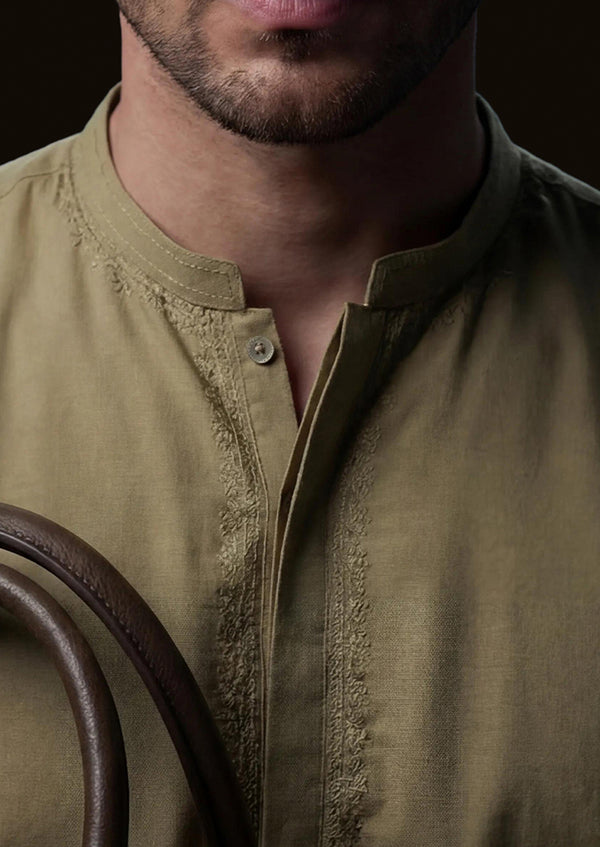 L-Olive-Cotton-Shalwar Suit - (MP2PBBW25BM10N18)