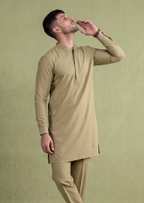 L-Olive-Cotton-Shalwar Suit - (MP2PBBW25BM10N18)