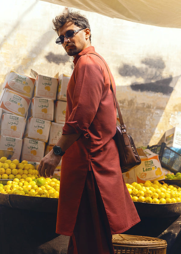 Rust-Blended-Shalwar Suit - (MP2PBBW25BM11D9)