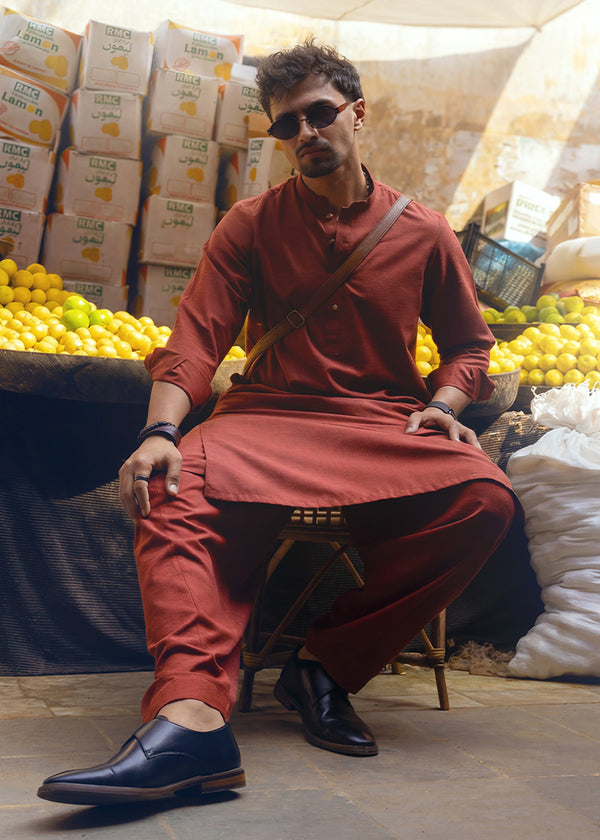 Rust-Blended-Shalwar Suit - (MP2PBBW25BM11D9)