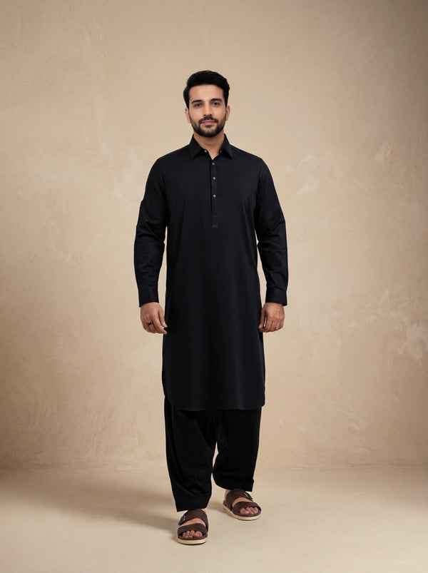 Black-Cotton-Shalwar Suit - (MP2PSBW25ADN12)
