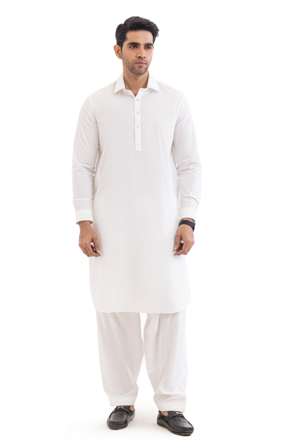 White-Cotton-Shalwar Suit - (MP2PSBW25ADN13)