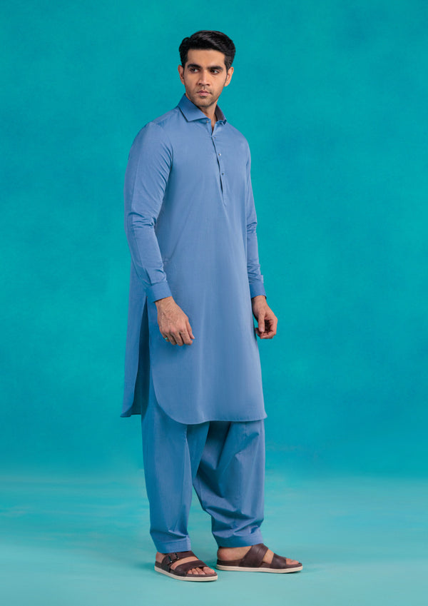 L-Blue-Cotton-Shalwar Suit - (MP2PSBW25ADN14)