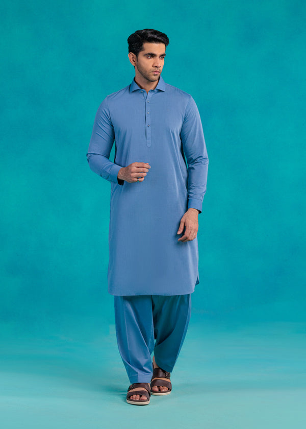 L-Blue-Cotton-Shalwar Suit - (MP2PSBW25ADN14)