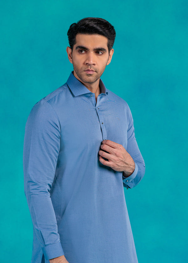 L-Blue-Cotton-Shalwar Suit - (MP2PSBW25ADN14)
