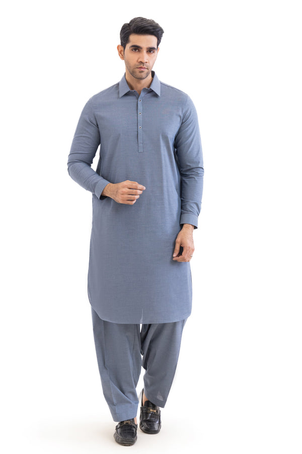 Blue-Cotton-Shalwar Suit - (MP2PSBW25BM10N8)