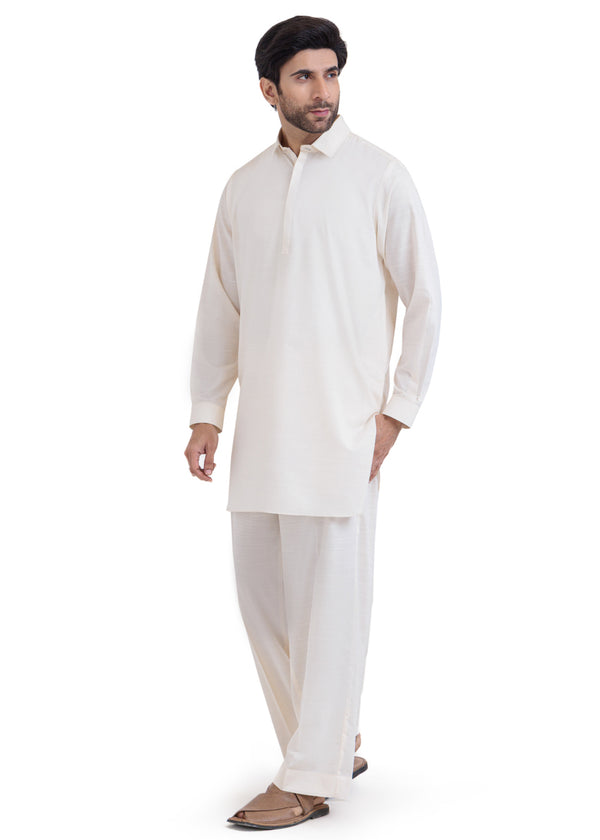 Cream-Blended-Kurta Trouser - (MP2PSBW25BM1J9)