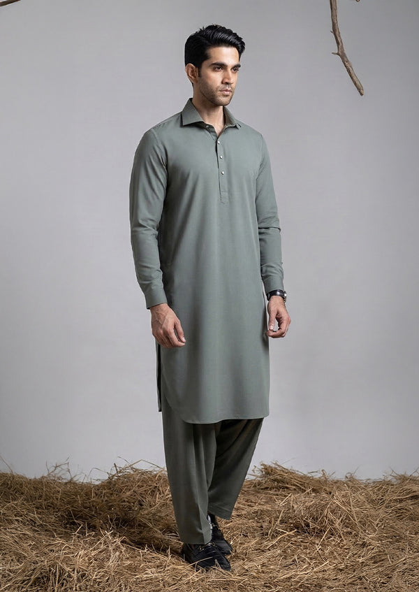 D-Green-Blended-Shalwar Suit - (MP2PSBW25BM9O1)