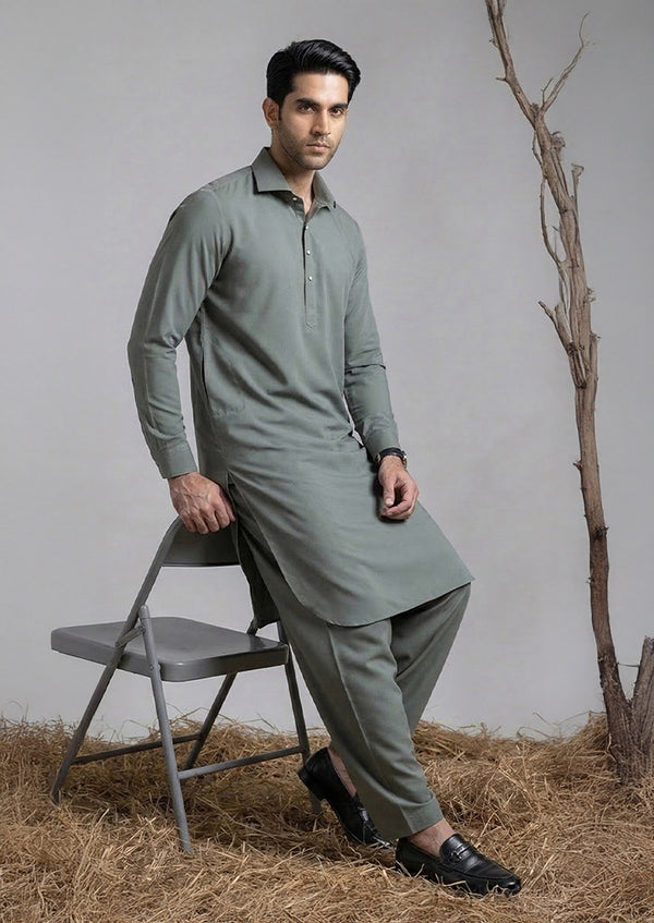 D-Green-Blended-Shalwar Suit - (MP2PSBW25BM9O1)