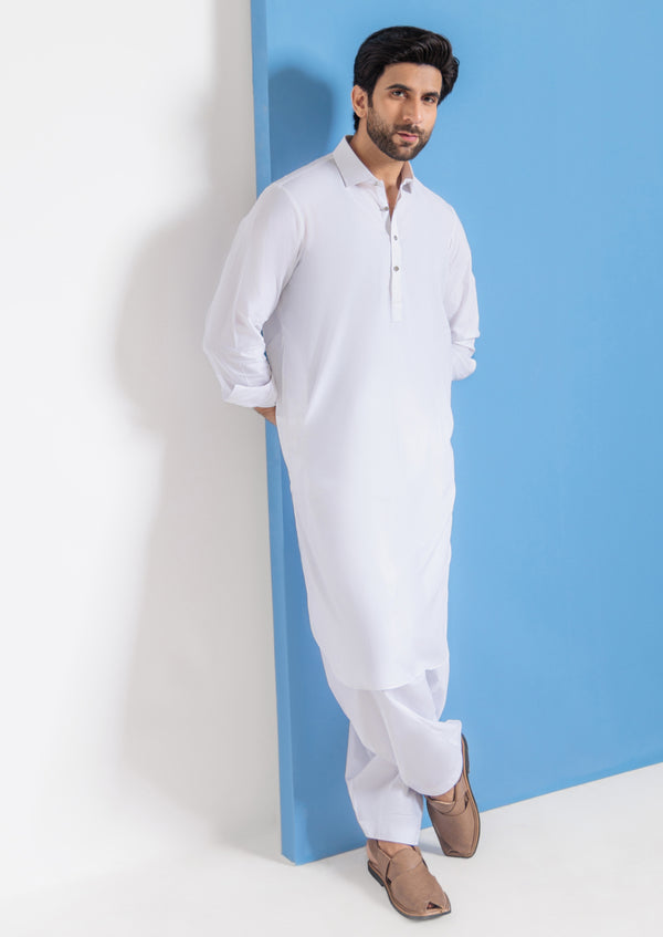 White-Blended-Shalwar Suit - (MPS25SSE2072)