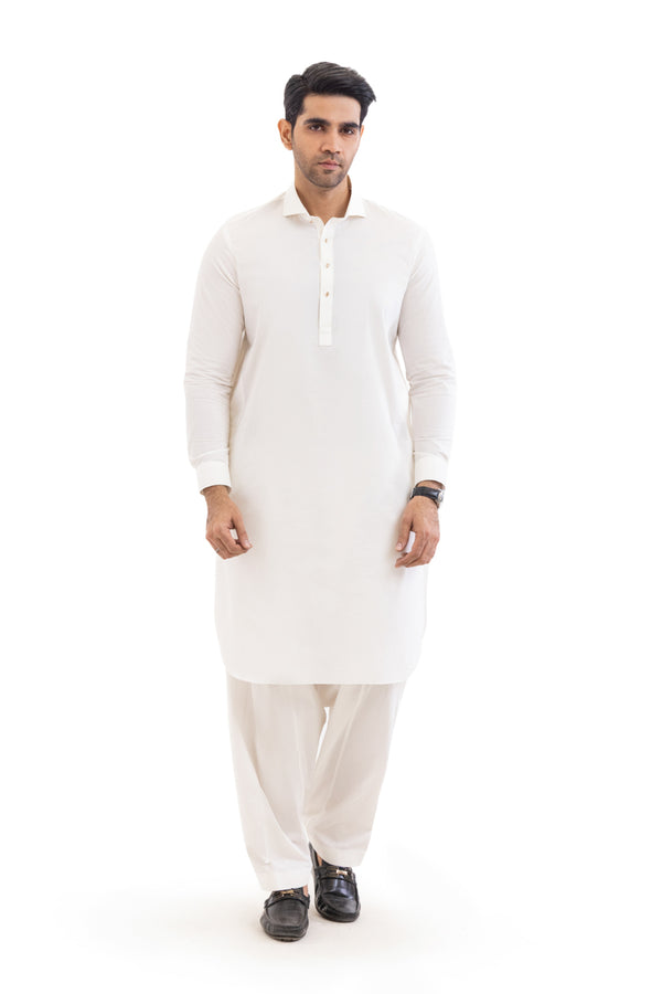 O-White-Cotton-Shalwar Suit - (MPS25SSS2063)