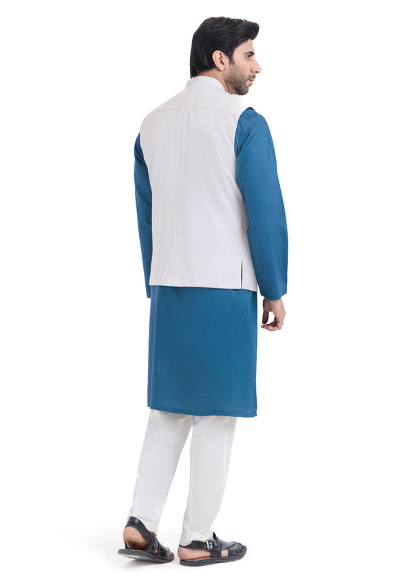 P-White-Blended-Waist Coat - (MPS25WCS1008)