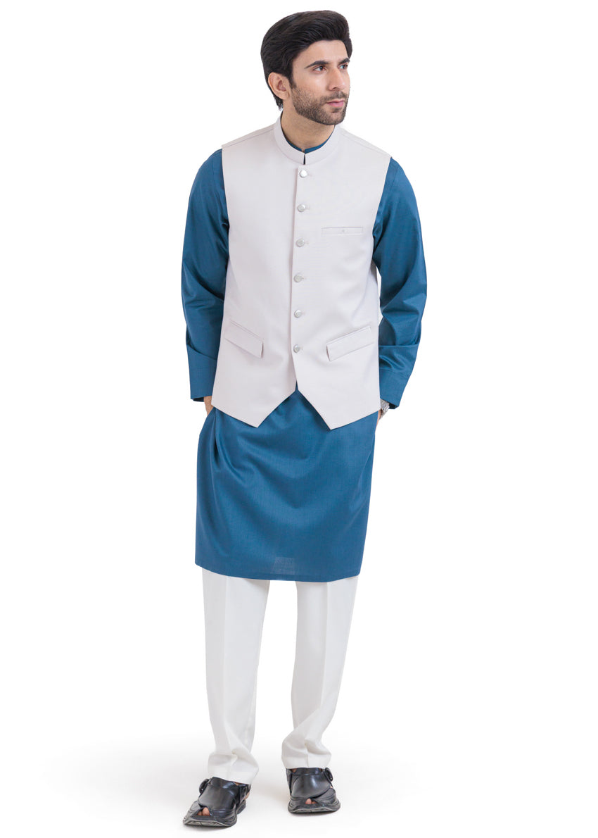 Bonanza Satrangi P-White-Blended-Waist Coat - (MPS25WCS1008), view 1