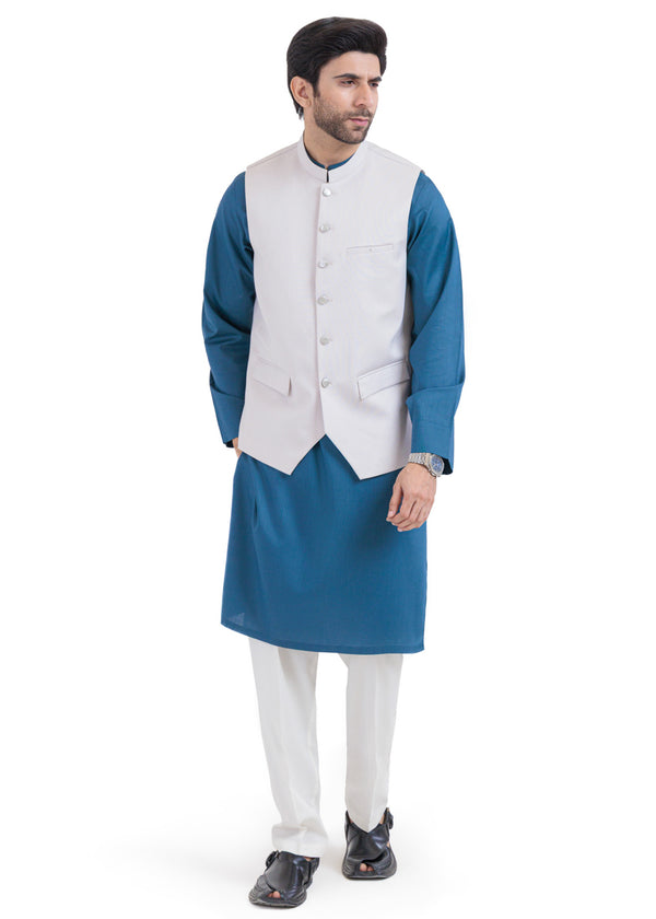 P-White-Blended-Waist Coat - (MPS25WCS1008)
