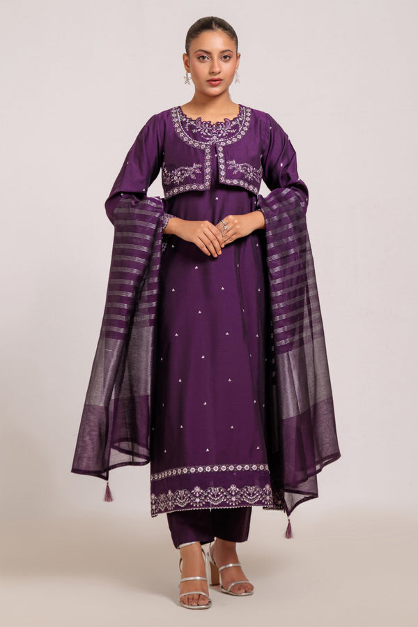 PURPLE-KHADDI NET-3 PIECE (PWS5243P12)