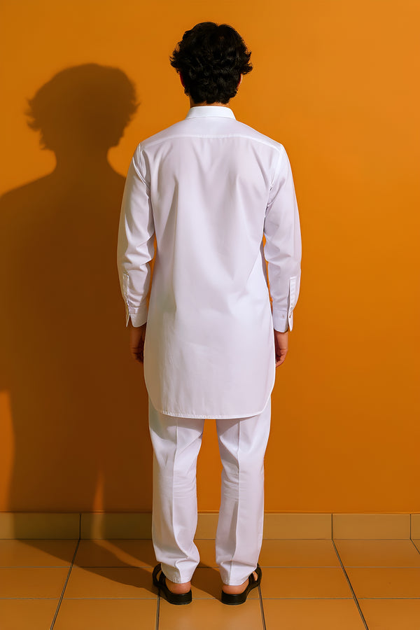 White-Cotton-Kurta Trouser - (M25KPS2003)