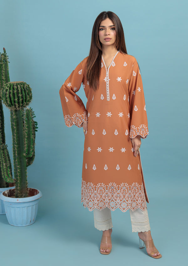 Brown-Chikankari-1 Piece (W25DE1035)