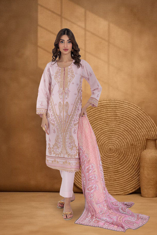 Pink-Cotton Net-3 Piece (W25FE3001)