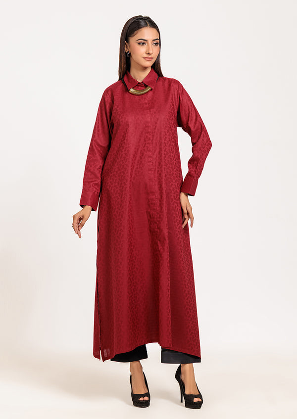 Maroon-Jacquard - 1 Piece  (W25SL1039)