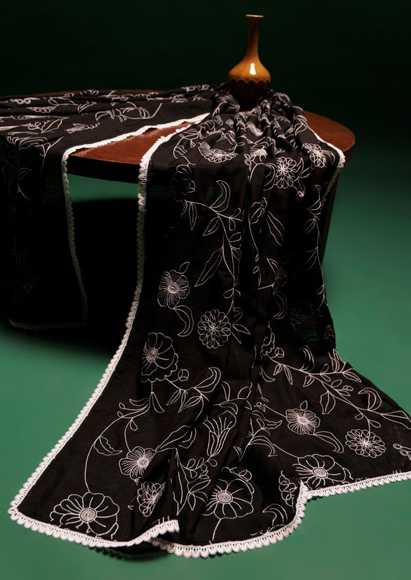 Printed Black Voile Dupatta (W25VD1004)