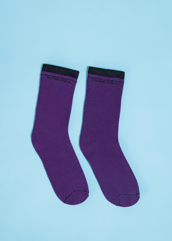 Purple Grey Mid Calf Socks (WCMC2)