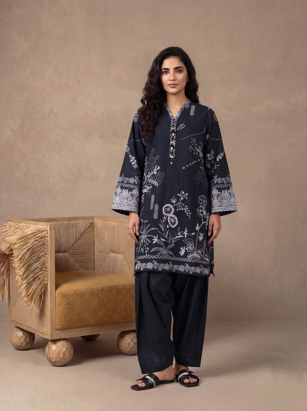 Black-Slub-Lawn-2 Piece (WP2PPBS26B1F5)