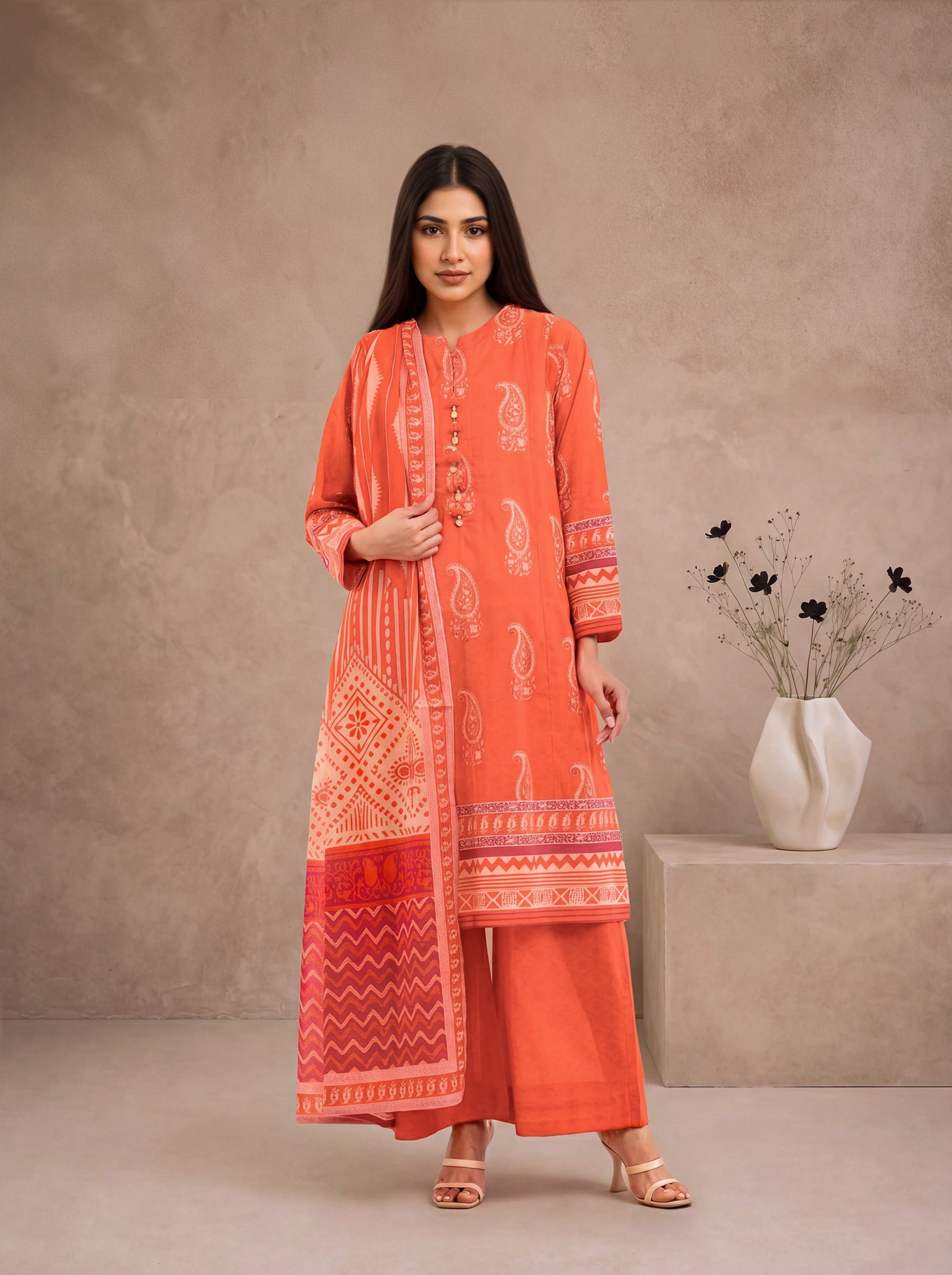 Bonanza Satrangi Orange-Lawn-3 Piece (WP3PPBS26B1F47), view 1