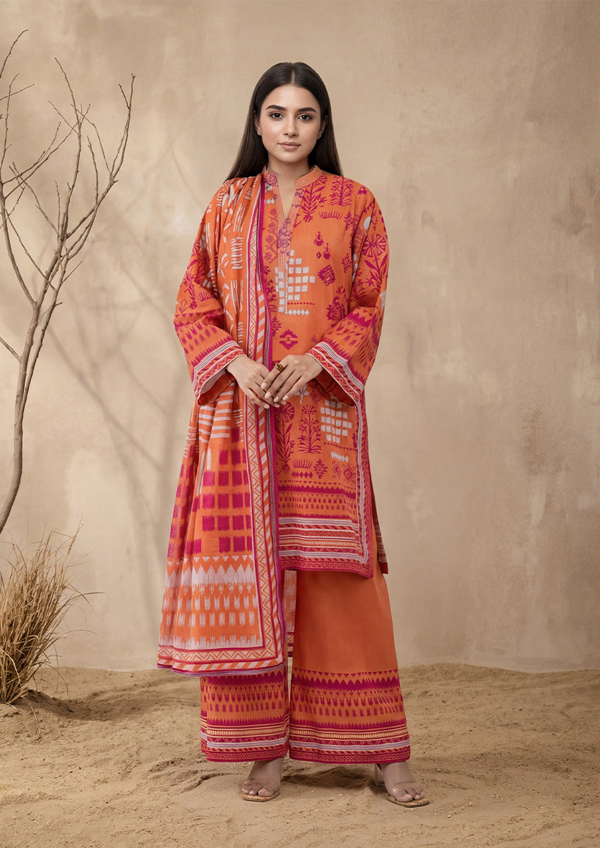 Bonanza Satrangi Orange-Slub-Lawn-3 Piece (WP3PPBS26B2M47), view 1