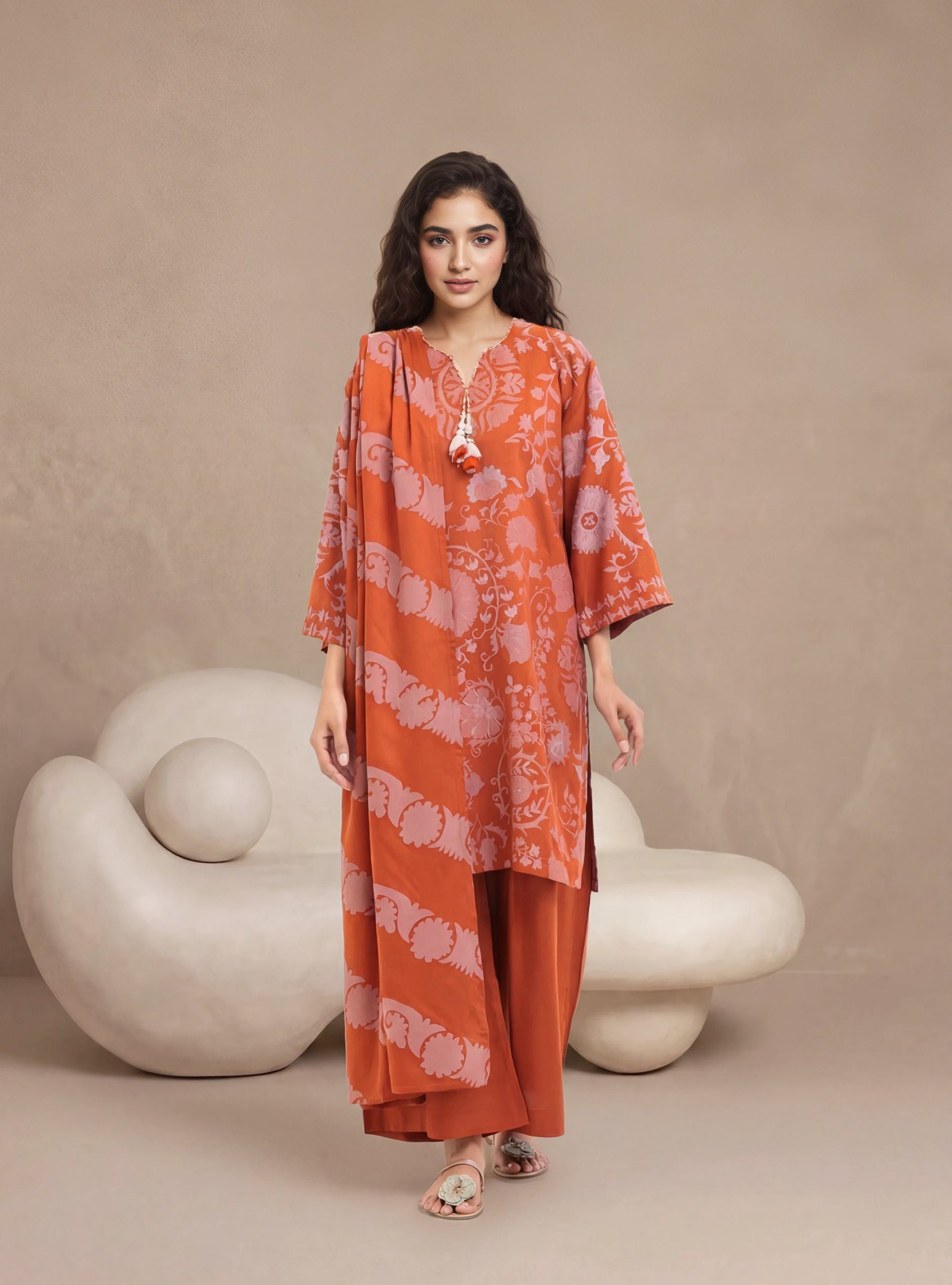 Bonanza Satrangi Rust-Jacquard-3 Piece (WP3PSBW25B10N50), view 1