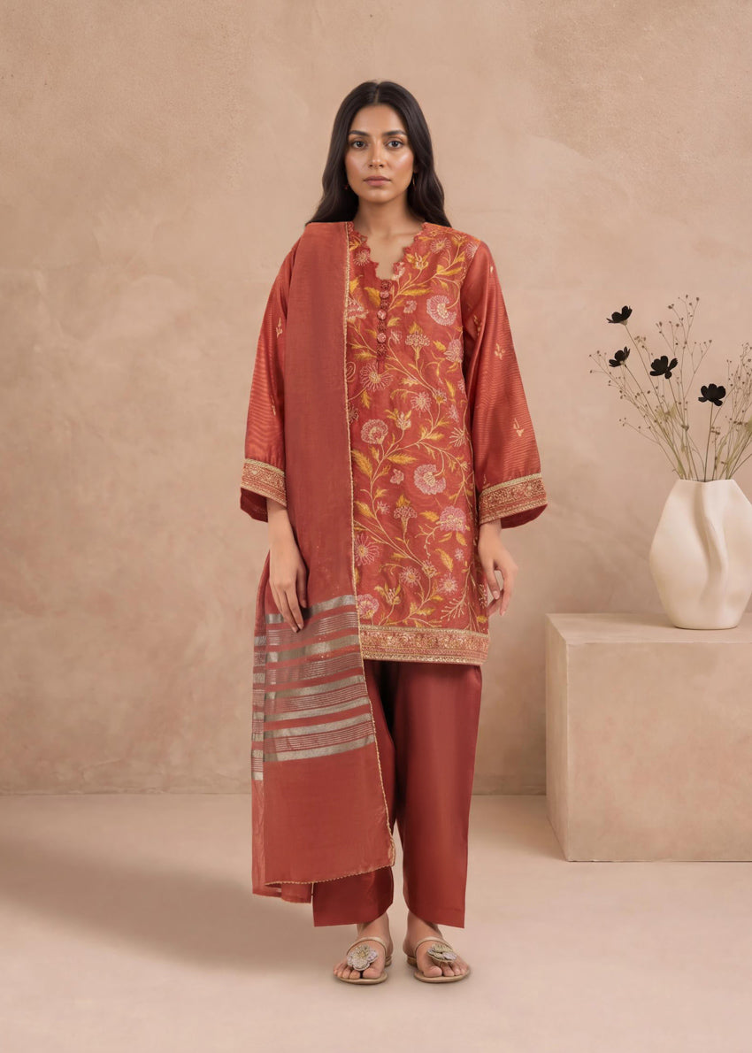 Bonanza Satrangi Rust-Cotton-Net-3 Piece (WP3PSFW25F9O3), view 1