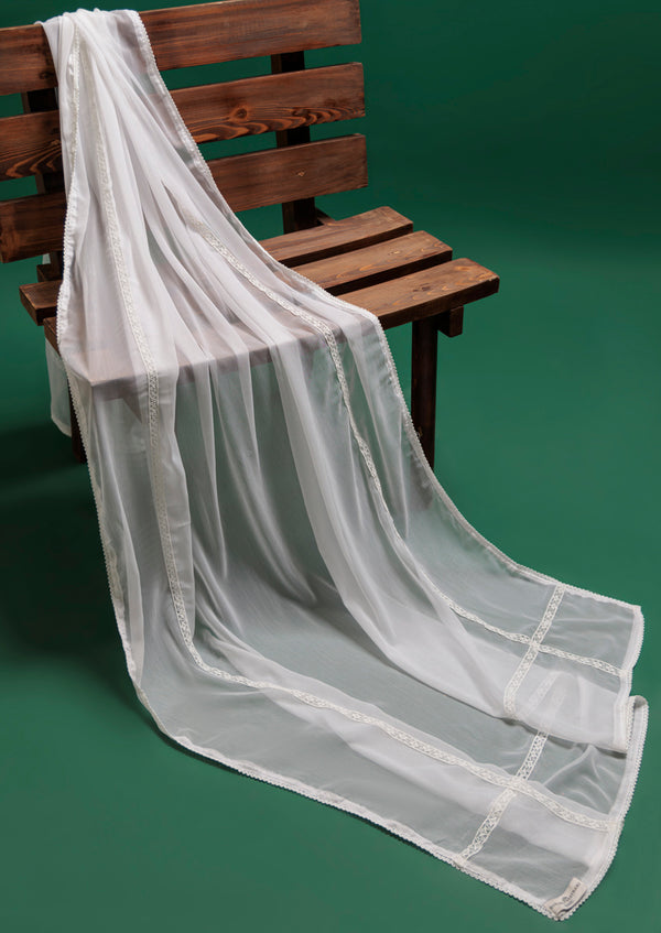 Printed White Chiffon Dupatta (WPS25CD1006)