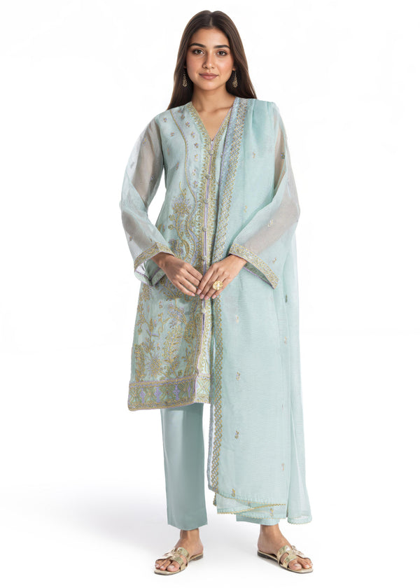 S-Green-Textured Net-3 Piece (WPS25FE3009)