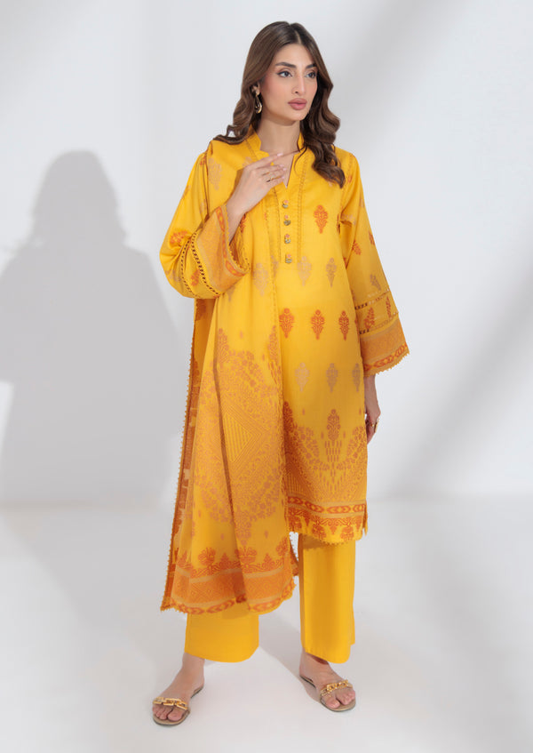 Mustard-Jacquard-3 Piece (WPS25JD3011)